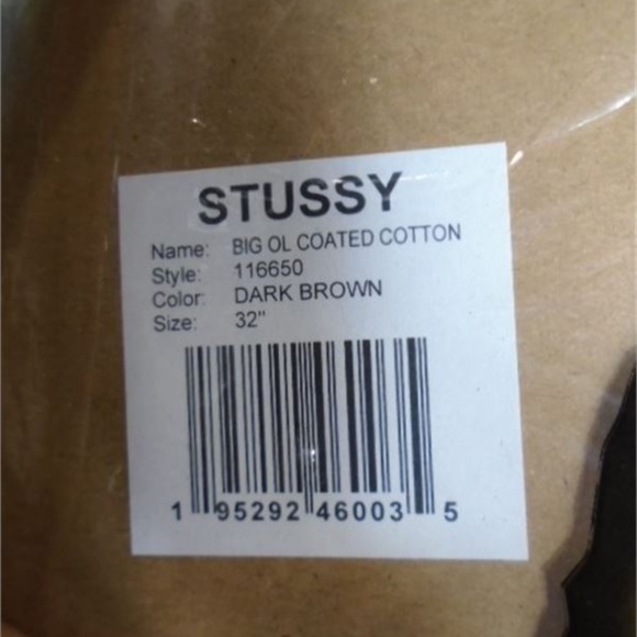 NWT - STUSSY Big Ol Coated Cotton Jeans Size 32 Men's Dark Brown - Picture 4 of 4